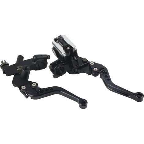 Frein Embrayage Maître-Cylindre Réservoir Leviers, 7/8 "(22mm) Universel Frein Embrayage Maître-Cylindre Réservoir Leviers, Kit Levier d'embrayage Levier Frein Moto Réglable Hydrauliquement (1/5)
