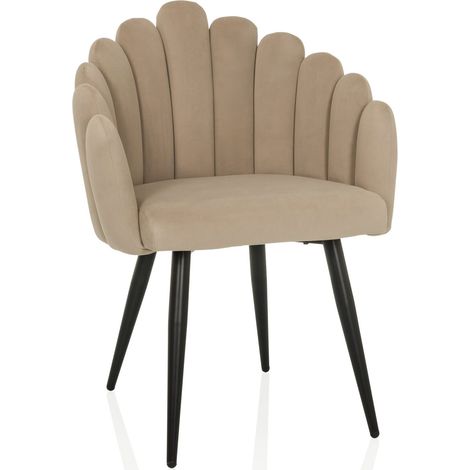 Schalenstuhl / Polsterstuhl SCALLORE Muschelform Stoff beige hjh LIVING (1/5)