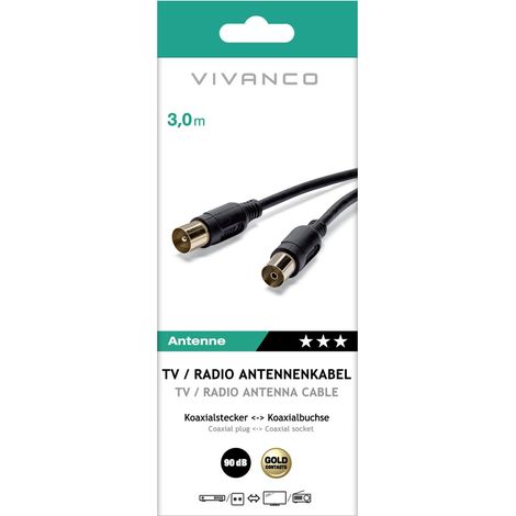 VIVANCO Cavo Antenna Maschio Femmina Con Nucleo In Ferrite 3 Metri (1/3)