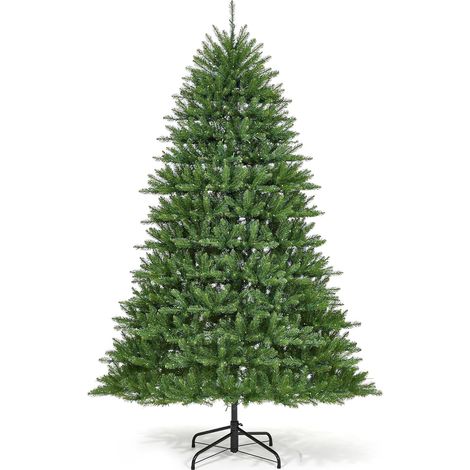 Künstlicher Weihnachtsbaum 270 cm, vorbeleuchtet mit 900 LEDs, 8 Lichtmodi, 3357 PVC-Spitzen, Fußschalter & Metallständer, XXL Tanne (1/5)