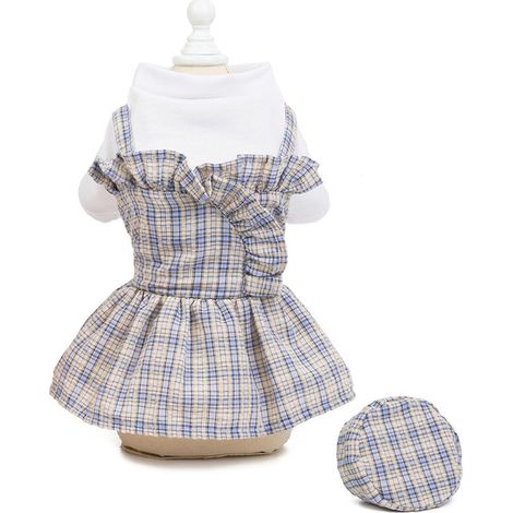 1 robe chien, en coton, avec chapeau, pour chienne et chiot, petite à grande taille, gris (1/5)