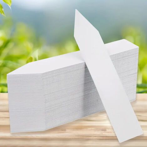 QORVA-Étiquettes de plantes en plastique, étiquettes de jardin en plastique blanc 10x2cm, étiquettes imperméables pour plantes blanches, marque de fleurs de jardinage, étiquettes de plantes succulente (1/4)