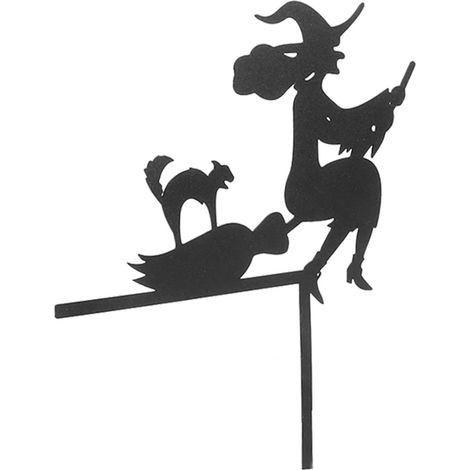 Halloween-Türdekoration: Katze und Hexe auf einem Besen – Türschild für Kaminsims und Fenster (1/5)
