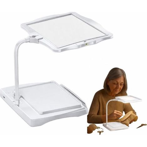 Lampe loupe LED sur pied – 48 LED lumineuses – Loupe flexible à 360° avec support – Pour couture, lecture, loisirs créatifs et usage mains libres (1/5)