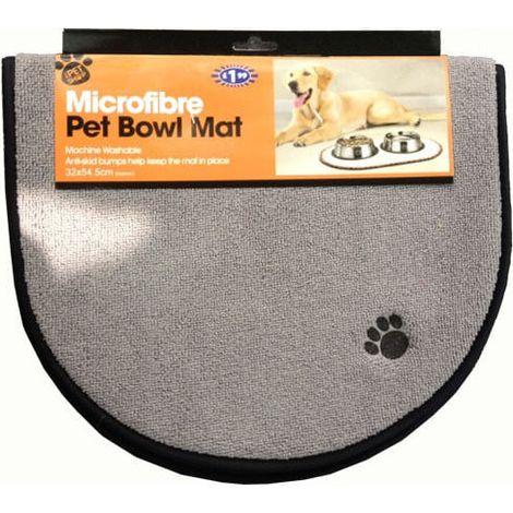 Mikrofasermatte Hunde und Katzen - Rutschfeste Futtermatte - Schwarz oder Grau - Erwachsene - Maschinenwaschbar (1/4)