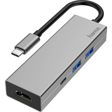 Hama USB-C Hub 4 Ports HDMI 4K USB-A Adapter für Büro