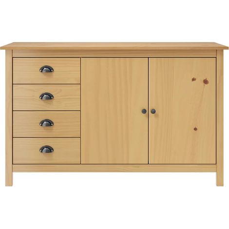 Maison Exclusive - Credenza Hill Marrone ambra 130x40x80 cm in Legno di Pino (1/4)