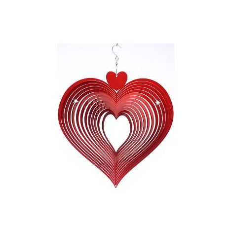Suspension Éolienne en Acier Inoxydable Cœur Rotatif Décoration Jardin Rouge 30 cm - PANGIVO