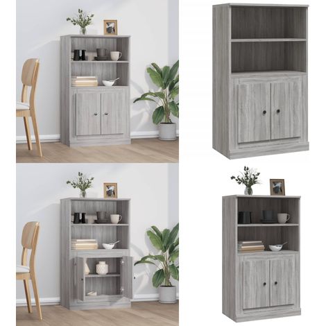 Buffet haut sonoma gris 60x35,5x103,5 cm bois d'ingénierie - Buffet Design - Meuble Rangement - Armoire Moderne - Commode Salon - Mobilier Gris - Home & Living (1/5)