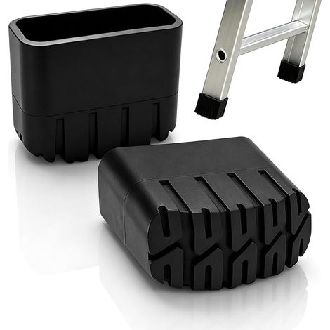 Embout Escabeau, Patin Échelle 20 x 50mm Caoutchouc Embout Patin Escabeau, Plateau Couvercle de Rail en Caoutchouc pour Échelle et Escabeaux (Noir) (1/5)