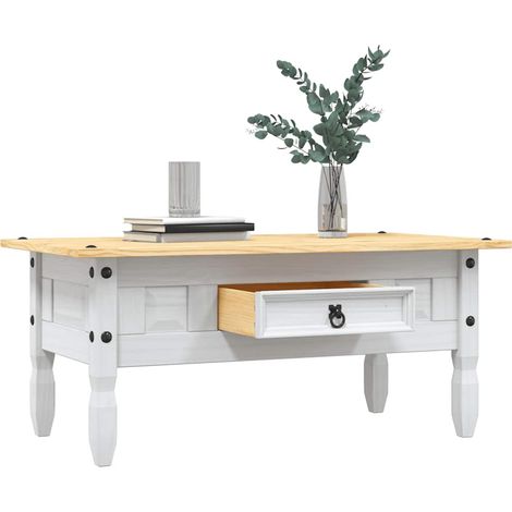 Table basse Pin mexicain Gamme Corona Blanc 100x55x44 cm vidaXL (1/5)