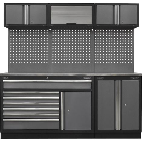 Sealey APMSSTACK11SS Superline PRO® Storage System with Stainless Steel Worktop 2.04m (1/5)