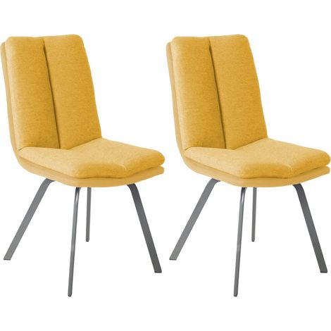 CALLAM - Lot de 2 Chaises Jaunes avec Sur-Coussin (1/4)