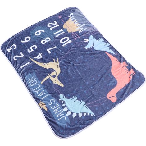 Couverture bébé dinosaure imprimée en polaire douce, bleu marine, motif dinosaure, idéale pour immortaliser les étapes mensuelles de bébé. (1/5)