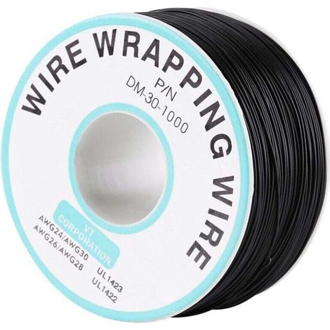 250m 30AWG Rouleau de Câble Electrique de Cuivre Etamé Isolant en PVC Noir (1/4)