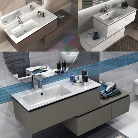 Bagno Italia Arredo bagno sospeso moderno 100 cm + cassettiera 100 cm bianco (1/3)