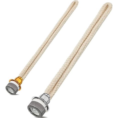 Lot de 2 Mèche lampe à huile, tête dorée et argentée, diamètre 13 mm, longueur 16 cm, pour brûleur catalytique