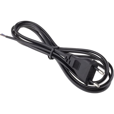 Câble d'alimentation, Noir, Connecteur Sans bornes vers CEE 7 / 16, Europlug, 250 V / 2,5 A, 1.8m ( Prix pour 1 )