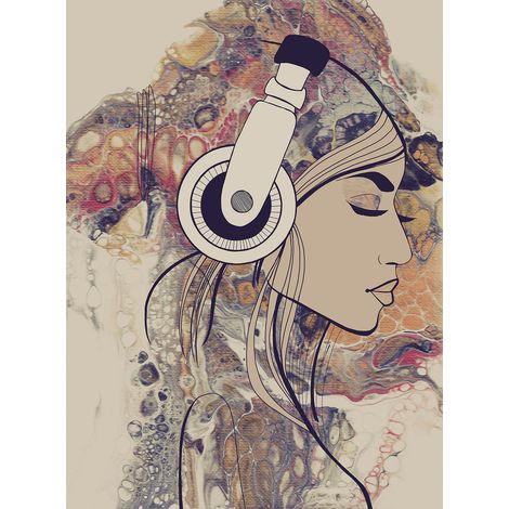 Papier peint panoramique aquarelle orange & marron Tapisserie panoramique design visage femme Papiers peints panoramique chambre ado original (1/2)