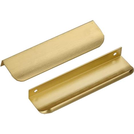 Juego de 10 tiradores ocultos para puertas, fabricados en aleación de aluminio, para armarios, puertas y cajones, color dorado, longitud total: 150 mm.