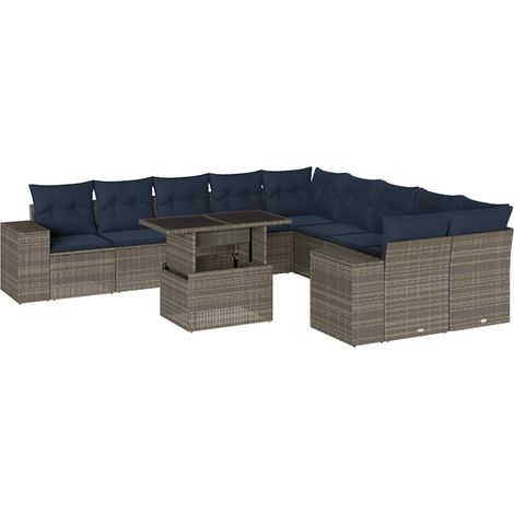 Maison Exclusive - Set Divani da Giardino 11 pz con Cuscini Grigio in Polyrattan (1/5)