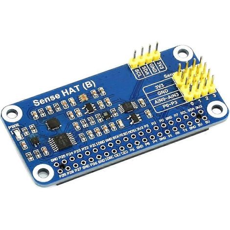 HAT de sensores para Raspberry Pi con giroscopio, acelerómetro, magnetómetro, barómetro, sensor de temperatura y humedad todo en uno. (1/5)