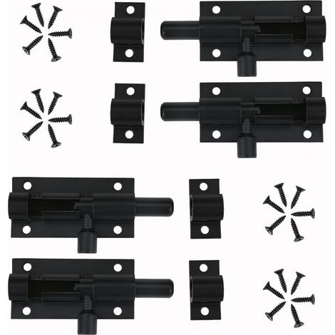 4 Verrous Targette Loquet Coulissant Noir pour Portail R (1/5)