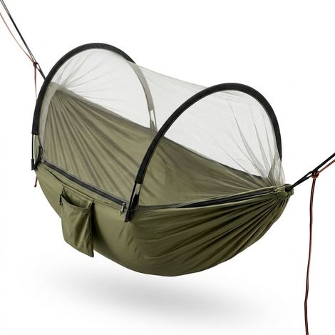 Amaca Da Campeggio Con Zanzariera Integrata 3 In 1 In Nylon 210T Portatile Per Trekking Escursioni Spiaggia Giardino Outdoor Supporto 300 Kg 270 x 140 Cm Verde Militare (1/5)