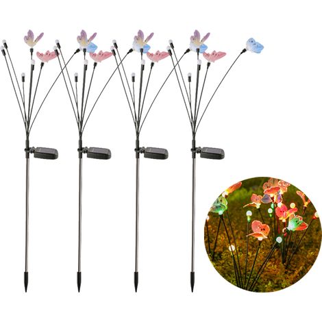 4-Pack Solar Garden Lights, 7 LED Waterproof Outdoor Garden Decoration Solar Light with Butterfly Firefly for Christmas Decoration (1/5)