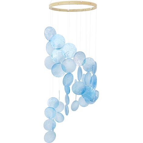 Dekorativer Traumfänger aus natürlicher Muschel und Windspiel, kreatives Geschenk fürs Schlafzimmer (blau)