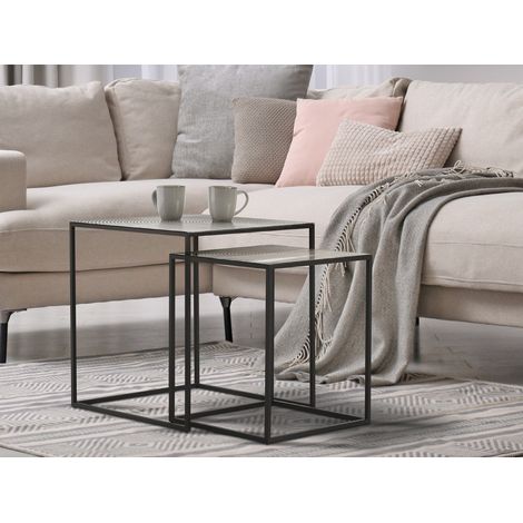 Couchtisch SHANIA 2er Set - Satztisch Metall in Schwarz Silber (1/5)