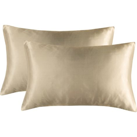 Lot de 2 taies d'oreiller unies pour les soins des cheveux et de la peau, douces et respirantes. (1/5)