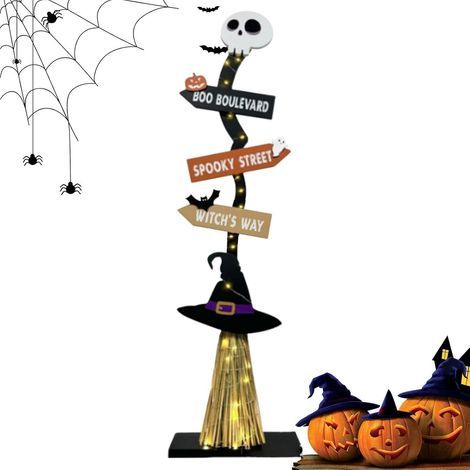 Décoration d'halloween Balai De Sorcière Lumineux et Effrayant à Piles Panneaux De Jardin Squelette Sorcière pour Fêtes, Intérieur, Extérieur, Jardin, Porche, Cour, Terrasse, Entrée, Salon (1/5)