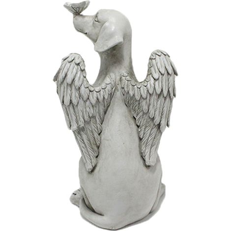 Statue commémorative pour chien ange, sculptée à la main, en résine synthétique aux couleurs vives et raffinées, idéale pour un jardin extérieur. (1/5)