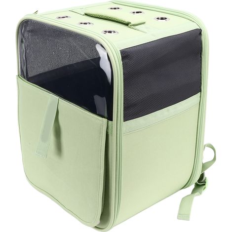 Sac à dos de transport pour animaux de compagnie en maille respirante avec 3 côtés en filet pour petits chiens, chats et lapins, vert menthe (1/5)