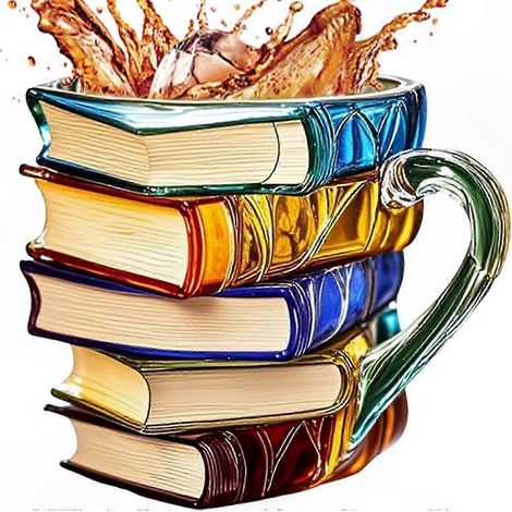 Keramikbecher mit 3D-Buchmotiv, origineller Becher für Kaffee und Kaltgetränke, kreatives Geschenk für Bücherliebhaber und Romanbegeisterte (1/5)