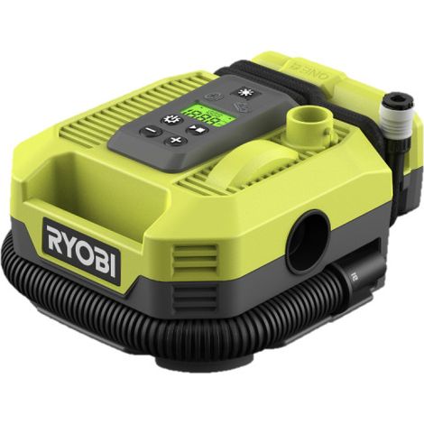 Ryobi – Compresseur sans fil 18V – Gonflage rapide jusqu'à 160 PSI – Arrêt automatique – Affichage numérique – Tuyau haute pression inclus