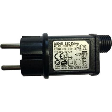Silamp – Transformateur pour luminaire 12V 9W IP44 – 8 fonctions – Résistant à l'humidité – Pour guirlandes LED (1/2)