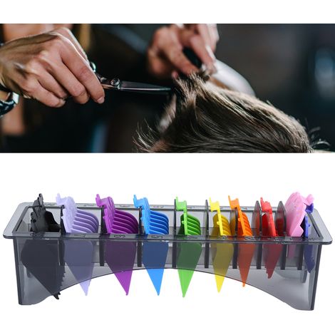 Set aus farbigen Schneidaufsätzen für Haarschneidemaschinen, Zubehör und Ersatzteile für Friseure (1/5)