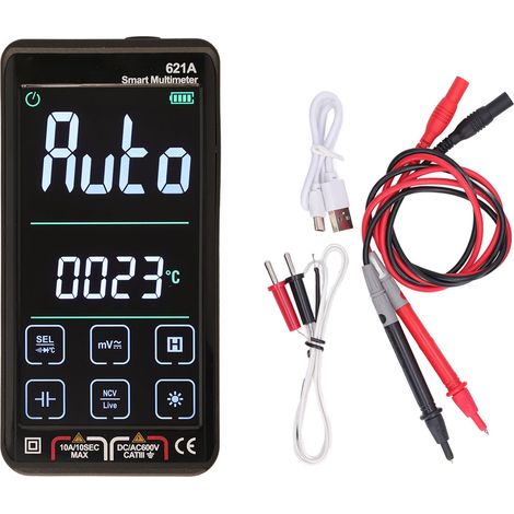 Kit Multimètre Numérique Smart Écran Tactile Rechargeable Grand Écran Haute Précision Testeur Automatique Anti-Feu Noir (1/5)