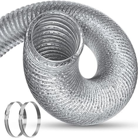Gaine Ventilation 100mm Aluminium Flexible 1.5 m Tuyau Ventilation 2 Colliers Φ 10 cm 5 Couches Grow Tent Salle de Bain Extracteur Air Tuyau Climatiseur Mobile Argent (1/5)