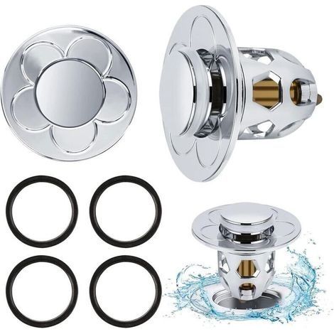 2 Pièces Bonde de Lavabo Universel Pop Up 34-40mm,Bonde de Lavabo Pop-Up avec Filtre Anti-Clogging,Flitre de Vidange Anti-Bloqué,Bouchon Baignoire pour Lavabo Cuisine,Flitre Cheveux-Or (1/4)