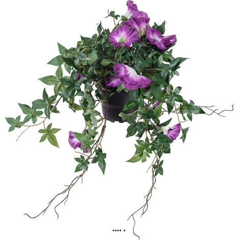 Ipomée liseron factice retombant en pot H40cm fleurs Mauve violet - couleur: Mauve violet