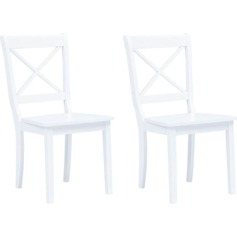 vidaXL Sillas de comedor 2 unidades madera maciza de caucho blanco (1/5)