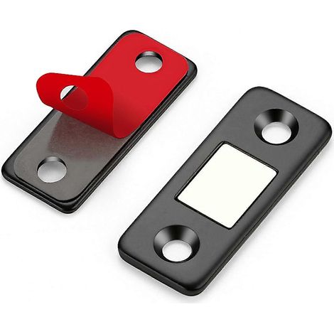 Lot de 12 loquets de porte de placard ultra-fins en acier inoxydable, aimants pour placard, loquets de tiroir auto-adhésifs, noir.