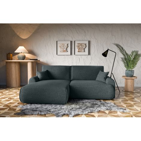 Divano letto angolare sinistro con vano contenitore Noboo in nero direttamente dal produttore, consegna e installazione gratuite (1/5)