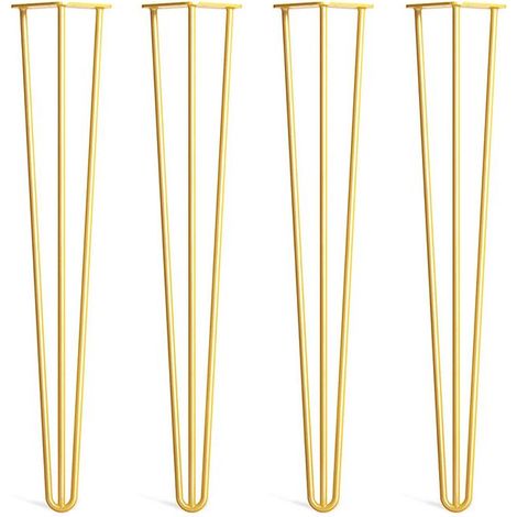 Lot de 4 pieds épingle 20 cm en acier – 3 tiges pour meilleure stabilité – 16 vis de fixation incluses – Pour meubles modernes (1/3)