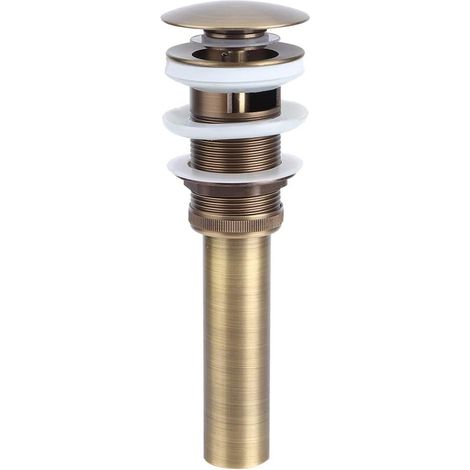 Pop Up Brass Bathroom Sink Drain Stopper with Overflow