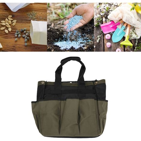 Bolsa de jardín verde e impermeable, fabricada con tejido Oxford 600D, con base de PE y compartimentos. (1/5)