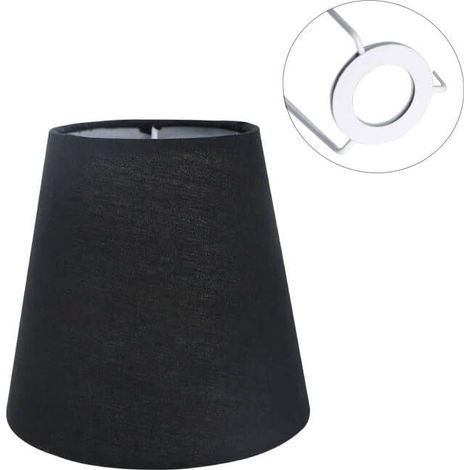 E14 Petit Abat-Jour Lustre Candal en Tissu Applique Murale Abat-jour de Table,Noir